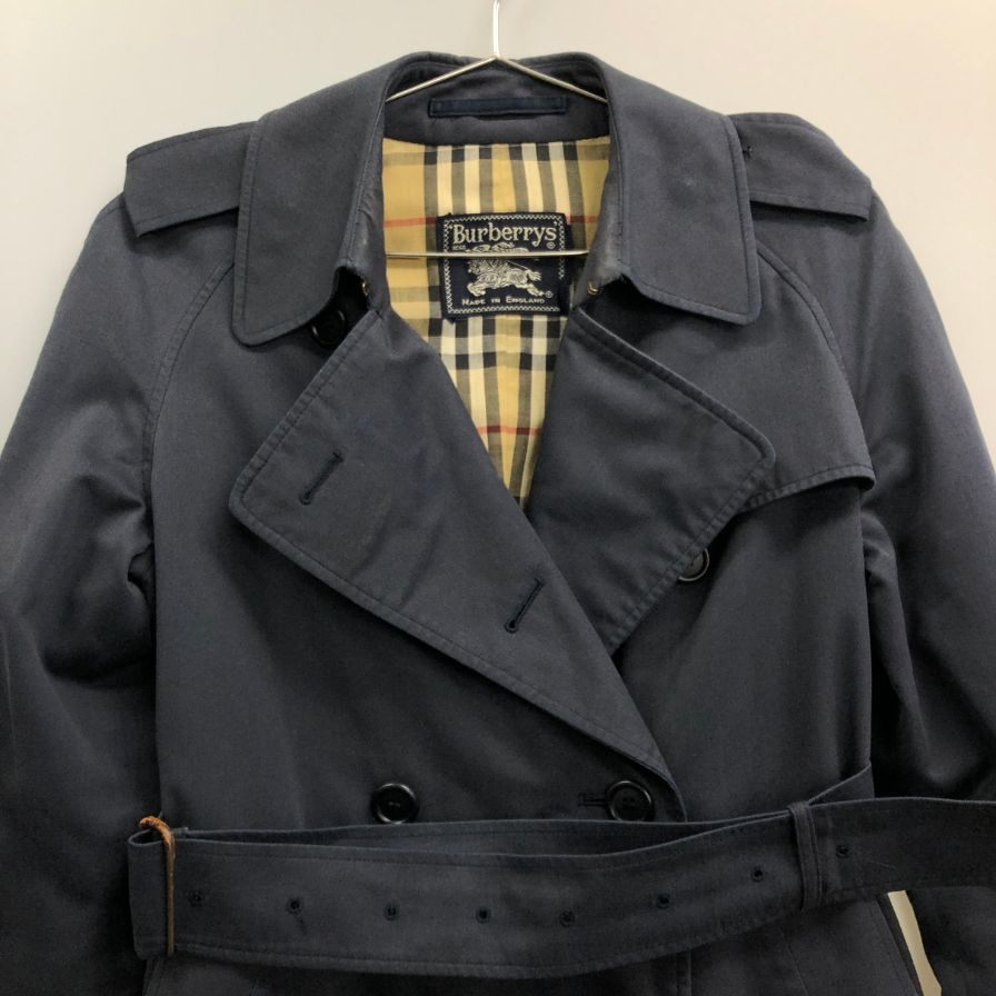 中古◆バーバリー トレンチコート 90年代 イングランド製 ネイビー レディース サイズ表記なし Burberry 【AFF23】