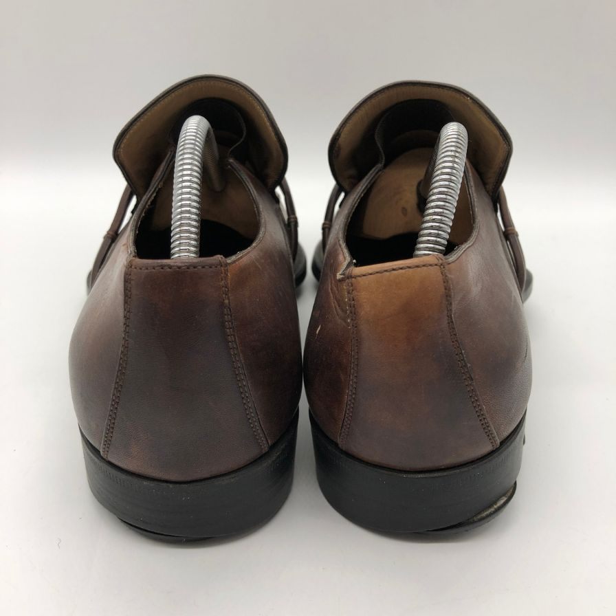 グッチ コインローファー 132496 カーフ モカシン 編み込みビットローファー ブラウン サイズ38 GUCCI 約24.5cm【PTM】