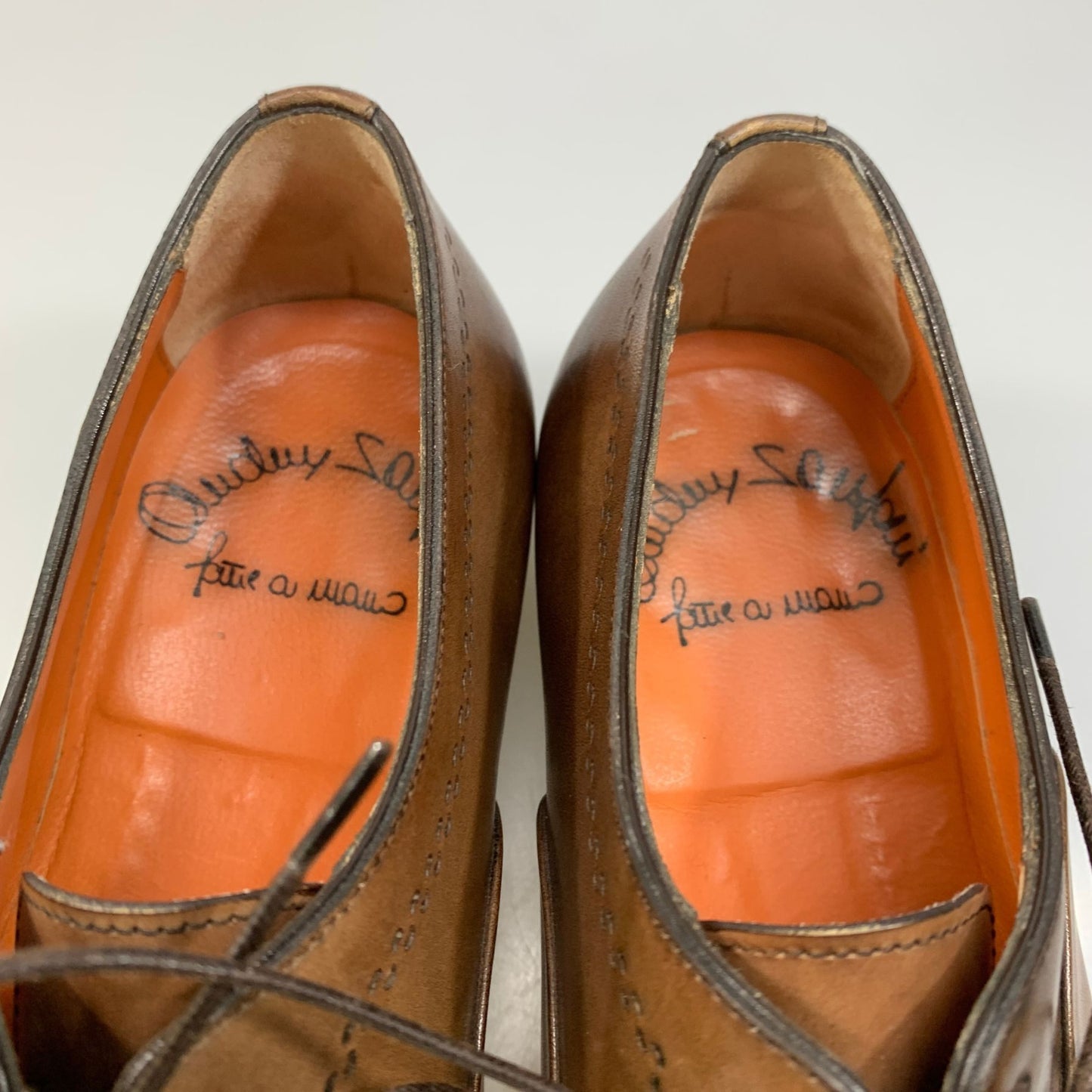 サントーニ レースアップ メダリオン レザーシューズ 15808 メンズ ブラウン サイズ5.5 SANTONI 約24.5cm【AFC42】