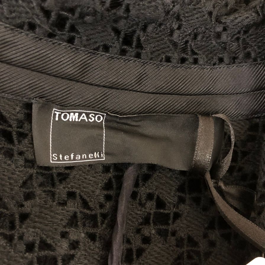 新品同様◆トマソ ステファネリ レースコート クロシェ フラワーパッチ ブラック レディース サイズ40 Tomaso Stefanelli 【AFB28】