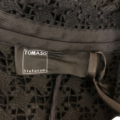 新品同様◆トマソ ステファネリ レースコート クロシェ フラワーパッチ ブラック レディース サイズ40 Tomaso Stefanelli 【AFB28】