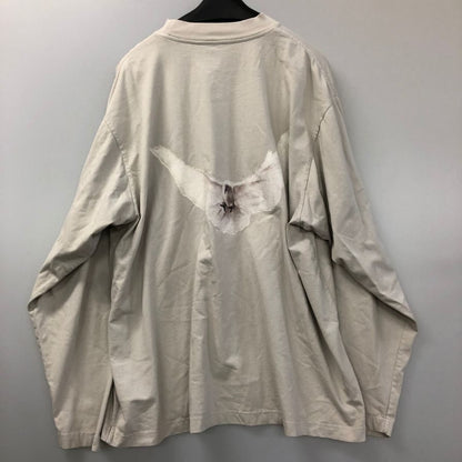 中古◆イージー ギャップ ロンT 長袖 プリント デザイン ロングスリーブ ビッグシルエット ベージュ メンズ LサイズYEEZY GAP DOVE 【AFB36】