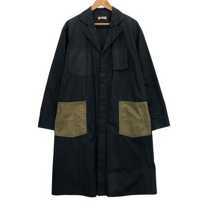 中古◆プール バイ クラス コート ロング丈 コットン ベルト ネイビー メンズ サイズ44 pool by class 【AFB28】