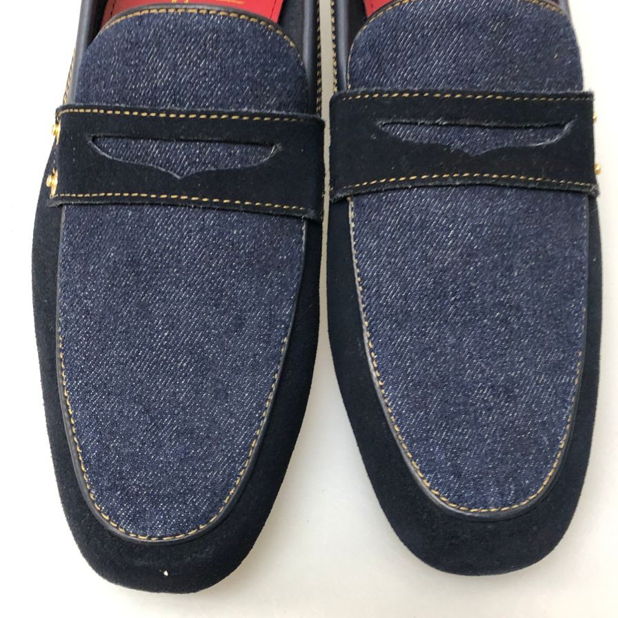 アナーオベーション  デニム素材 ローファー メンズ サイズ39 ブルー HONOUR OVATION 約26.0cm【AFC15】