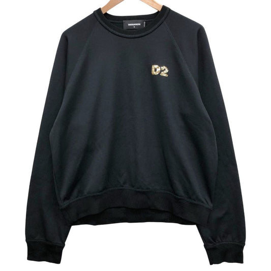 極美品◆ディースクエアード スウェット スパンコールロゴ レディース ブラック サイズS DSQUARED2 【AFB39】