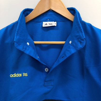 美品◆アディダス ゴルフ ポロシャツ 半袖 2トーン ポリエステル 刺繍 ロゴ ゴルフウェア ブルー メンズ サイズL adidas GOLF 【AFB6】