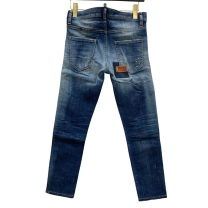 ディースクエアード デニムパンツ cool girl cropped jean エイジング加工 ペイント加工 コットン ポリウレタン サイズ38 レディース ブルー DSQUARED2 【AFB17】