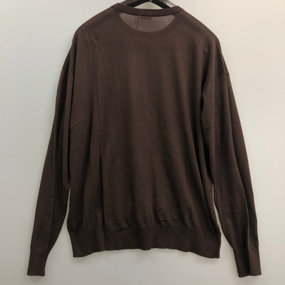 極美品◆キャッシュ＆バルバ  シーアイランドコットン クルーネックニット ブラウン レディース サイズ2   cash&barba 【AFB14】