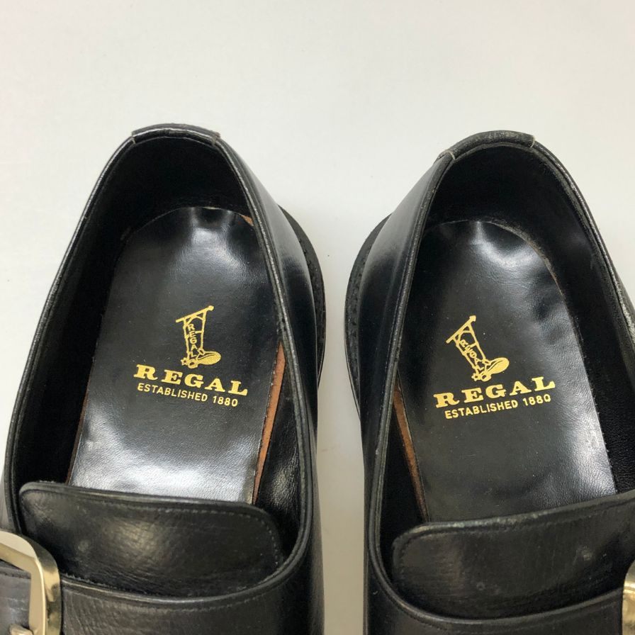 リーガル カーフ グレインレザー シングルモンクストラップ プレーントゥ 2321 375 メンズ ブラック サイズ24EE REGAL 約24.0cm【PTM2】