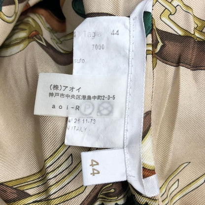 中古◆ヘルノ フード付き ウールロングコート グリーン サイズ44 レディース 裏地スカーフ柄 イタリア製 HERNO 【AFA9】