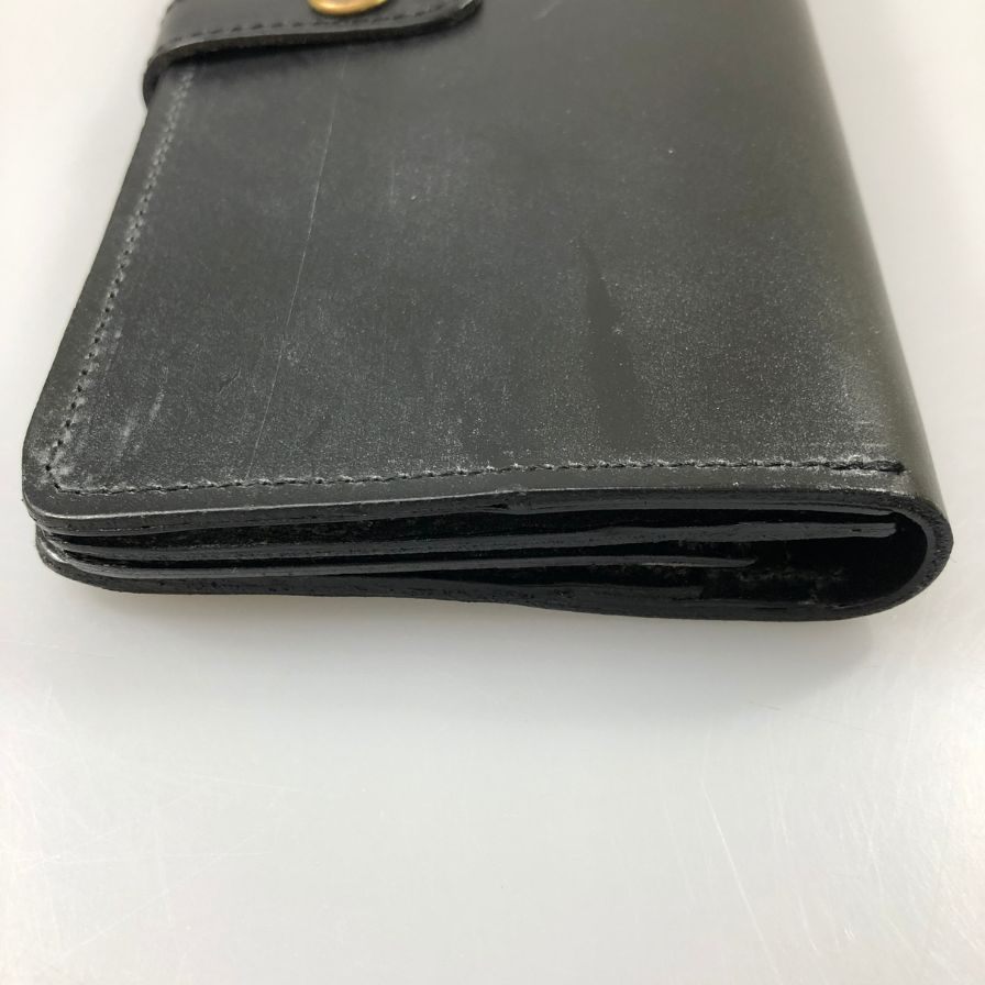 グレンロイヤル 長財布 二つ折り財布 フラップボタン ブライドルレザー ブラック ゴールド金具 GLENROYAL【AFI1】