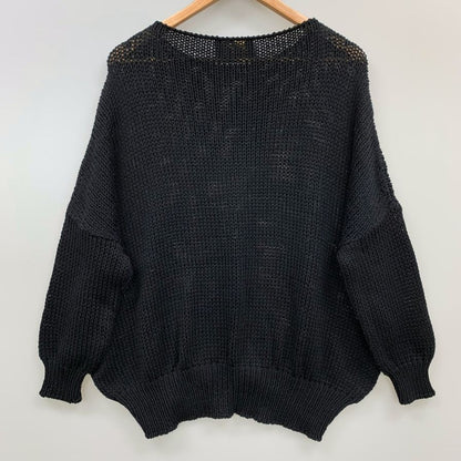 極美品◆レ コパン ハイゲージニット ブラック サイズL レディース LES COPAINS made in italy 【AFB42】