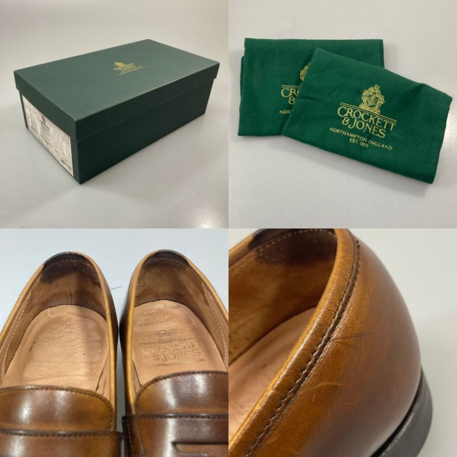 クロケット&ジョーンズ ローファー グランサム2 ペニー コイン カーフ レザー ブラウン メンズ サイズUK7.5E Crockett&Jone ローファー 約26.0cm【LA】【中古】