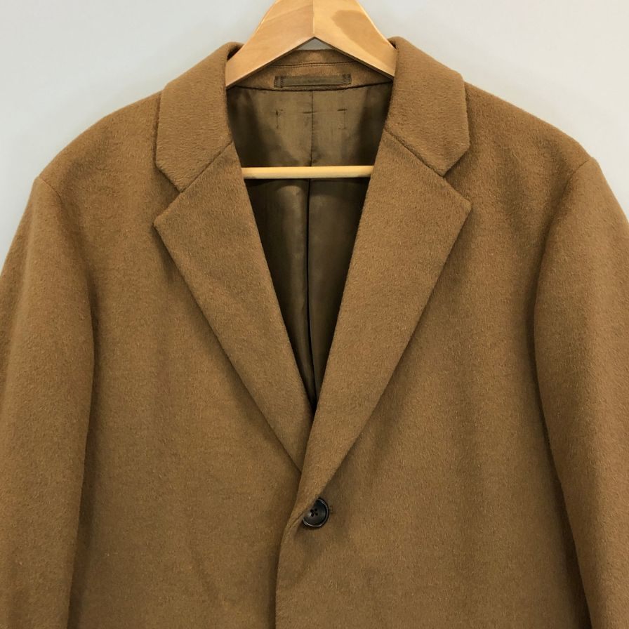 美品◆ユニクロ チェスターコート カシミヤ ウール ロング キャメル メンズ サイズM UNIQLO 【AFA4】