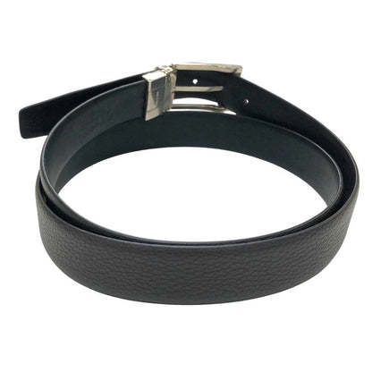 エルメネジルド ゼニア レザーベルト 本革 バックル ブラック シルバー Ermenegildo Zegna【AFI4】