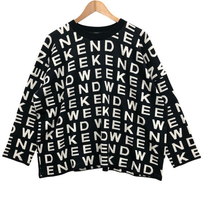 中古◆ウィークエンド マックスマーラ ロングスリーブニット クルーネック  全体ロゴ レディース ブラック サイズL Weekend Max Mara 【AFB28】