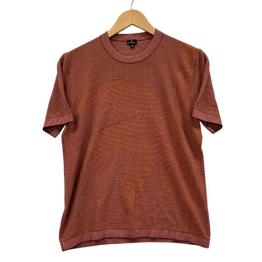 美品◆ポールスミス 半袖ニットTシャツ 総柄 メンズ サイズM ブラウン系 Paul Smith 【AFB36】