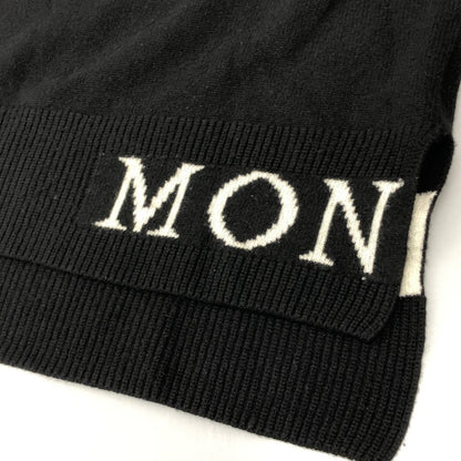 美品◆モンクレール ハイネックニット ロゴ刺繍 LUPETTO TRICOT ウール カシミヤ混 レディース サイズL ブラック Moncler 【AFB8】