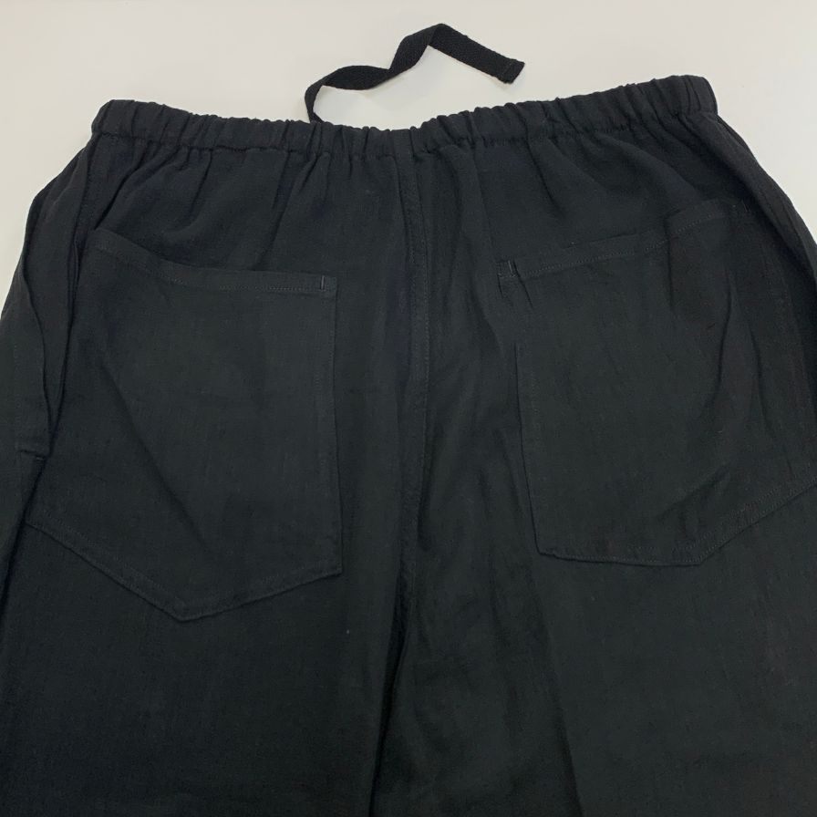 コモリ 26SS リネンWクロス ドローストリングパンツ ブラック メンズ サイズ2 D01-03016 COMOLI 【AFB7】