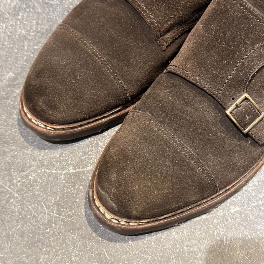 パラブーツ レザーシューズ ダブルモンクストラップ ウィリアム スエード メンズ ブラウン サイズUK7 Paraboot ビジネスシューズ 約25.5cm【LA】【中古】