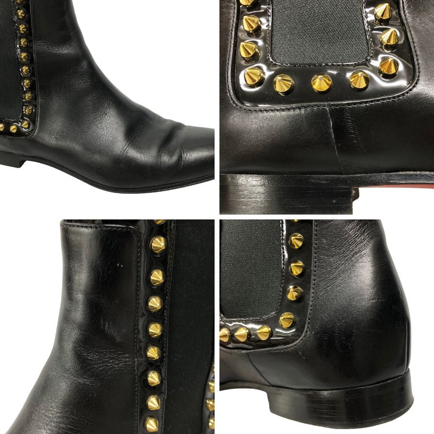 クリスチャンルブタン サイドゴアブーツ スタッズ ブラック レディース サイズ37.5 Christian Louboutin 約24.0cm【AFC41】