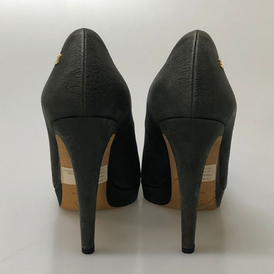 シャネル パンプス ハイヒール ココマーク ラウンドトゥ バイカラー ホワイト ブラック レディース サイズ36.5 CHANEL 約23.5cm【AFC44】