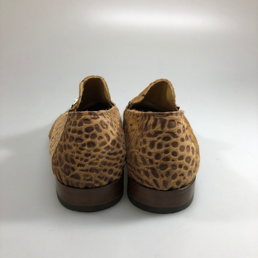 ヨシユキコニシ×カルロヴェントゥーラ スリッポン 総柄 レザー ビットローファー メンズ ブラウン系 サイズ41.5 CARLO VENTURA 約26.5cm【AFC47】