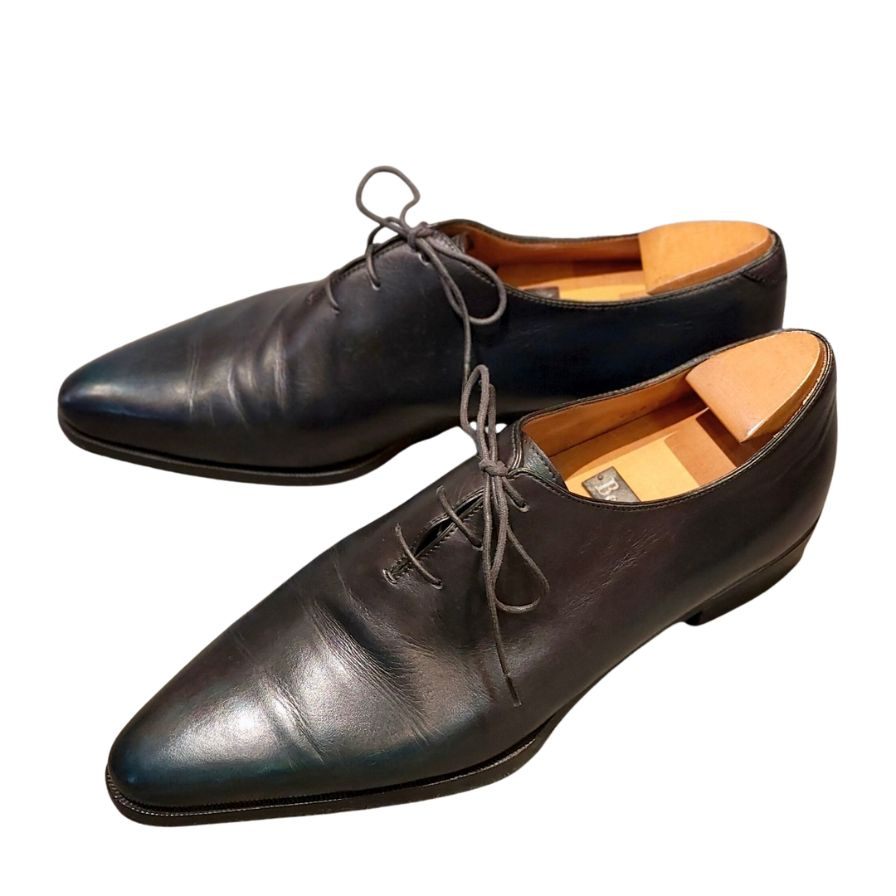 ベルルッティ レザーシューズ ホールカット 1004 カーフ ブルーパティーヌ  サイズUK7.5 Berluti ビジネスシューズ 約26.0cm【LA】【中古】