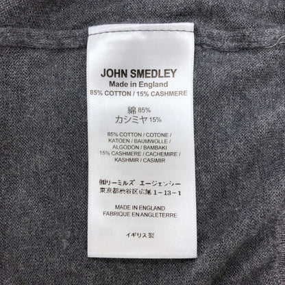 美品◆ジョンスメドレー セーター Vネック ニット コットン カシミア 薄手 グレー メンズ サイズM JOHN SMEDLEY 【AFB9】