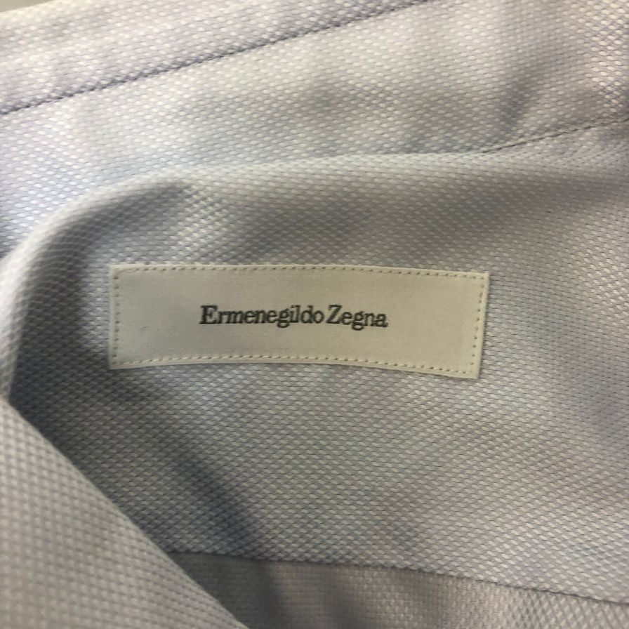 新品同様◆エルメネジルドゼニア 長袖ドレスシャツ ボタンダウン ブルー サイズ39/15.5 メンズ Ermenegildo Zegna 【AFB6】