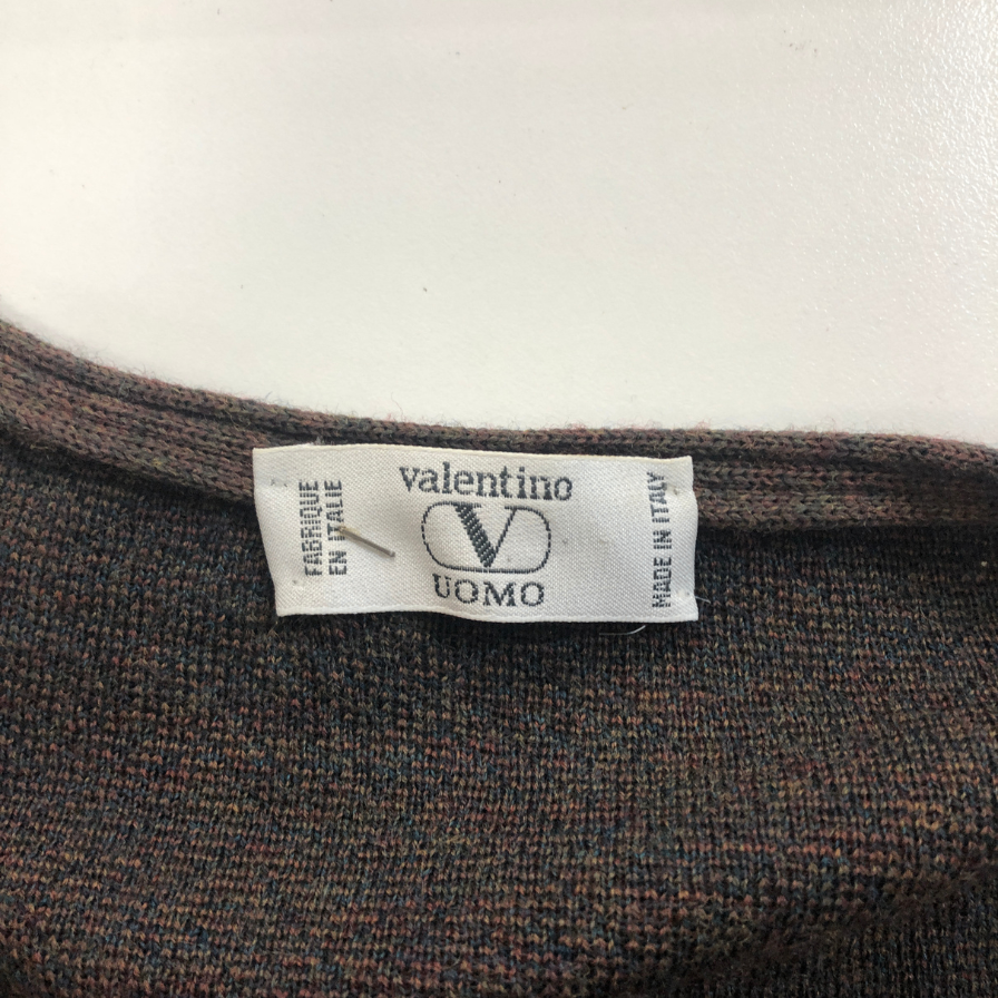 美品◆ヴァレンティノ ウオモ Vネックニット ブラウン メンズ サイズXL valentino UOMO 【AFB9】