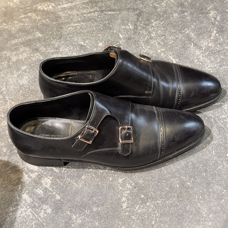 ジョンロブ レザーシューズ ダブルモンク フィリップ2 ダブルバックル ブラック メンズ サイズUK7.5E JOHN LOBB ビジネスシューズ 約26.0cm【LA】【中古】