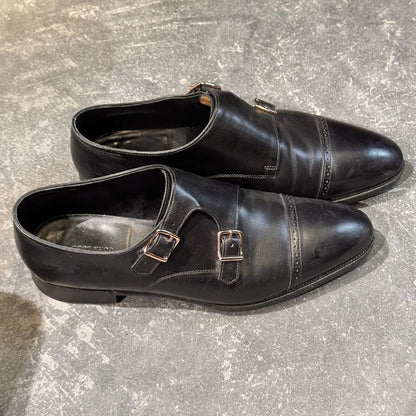 ジョンロブ レザーシューズ ダブルモンク フィリップ2 ダブルバックル ブラック メンズ サイズUK7.5E JOHN LOBB ビジネスシューズ 約26.0cm【LA】【中古】