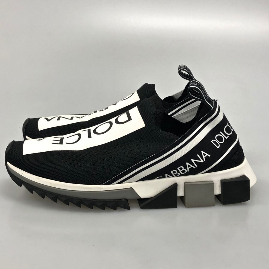 ドルチェアンドガッバーナ ローカットスニーカー ソレント ロゴ ニット スリッポン ブラック メンズ サイズ40.5 DOLCE&GABBANA 約25.5cm【AFD5】