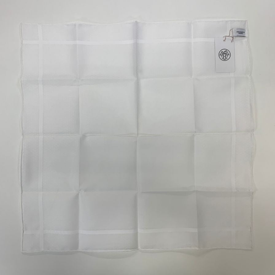 エルメス ハンカチ コットン100% ホワイト レディース HERMES【AFI6】【中古】