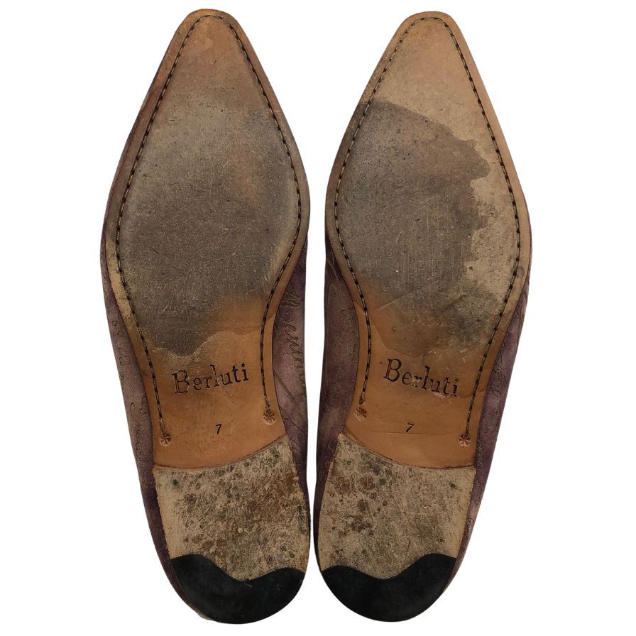 ベルルッティ スリッパ 1095 カリグラフィ スエード パープル サイズ7 Berluti 約25.5cm【AFC7】
