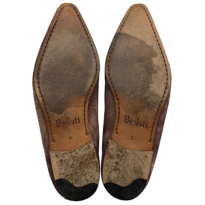 ベルルッティ スリッパ 1095 カリグラフィ スエード パープル サイズ7 Berluti 約25.5cm【AFC7】