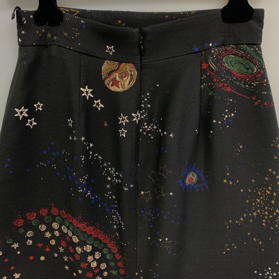 ヴァレンティノ スカート 惑星柄 ブラック ウール×シルク サイズ38 レディース Valentino【AFB9】