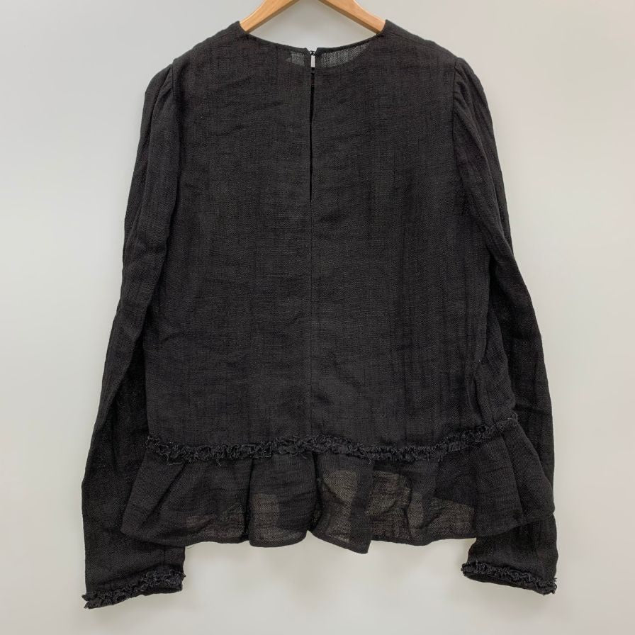 極美品◆トムフォード 長袖 トップス リネン100% レディース サイズ44 ブラック TOM FORD 【AFB1】