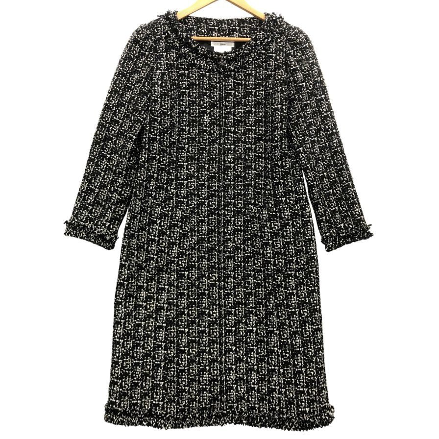 美品◆ルネ 半袖ワンピース TISSUE製ツイード レディース サイズ38 ブラック Rene 【AFB3】