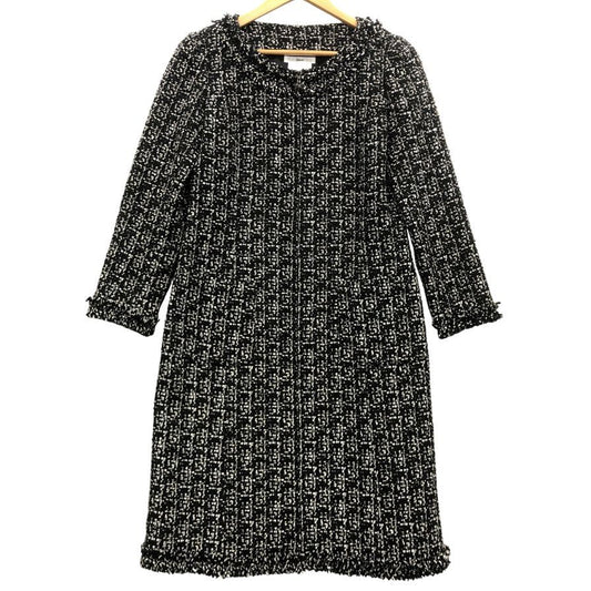 美品◆ルネ 半袖ワンピース TISSUE製ツイード レディース サイズ38 ブラック Rene 【AFB3】