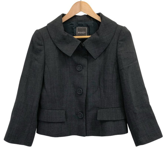 美品◆フォクシー アンサンブル スーツ ジャケット 24939 40サイズ ダークグレー FOXEY 【AFB45】