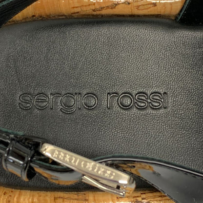 セルジオロッシ フラットサンダル エナメル ブラック レディース サイズ35.5 Sergio Rossi 約22.0cm【AFC4】