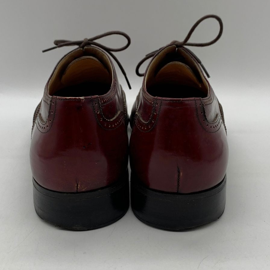 サルヴァトーレフェラガモ レザーシューズ フルブローグ ガラスレザー バーガンディ メンズ サイズ12C Salvatore Ferragamo 約30.0cm【AFC1】