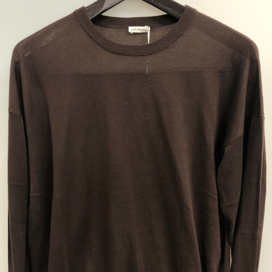 極美品◆キャッシュ＆バルバ  シーアイランドコットン クルーネックニット ブラウン レディース サイズ2   cash&barba 【AFB14】