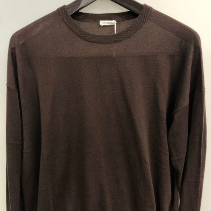極美品◆キャッシュ＆バルバ  シーアイランドコットン クルーネックニット ブラウン レディース サイズ2   cash&barba 【AFB14】
