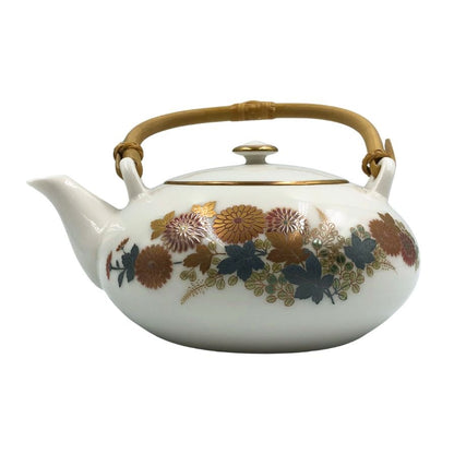 香蘭社 花柄 ホワイト×ゴールド 急須・湯呑セット【AFI26】【中古】