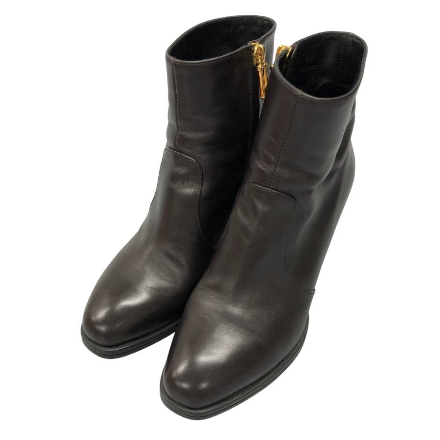 トッズ ブーツ サイドジップ ハイヒール カーフ レディース ブラック サイズ37 TOD'S 約23.5cm【AFD1】