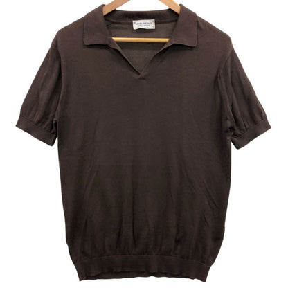 美品◆ジョンスメドレー ニットポロ メンズ サイズS ブラウン JOHN SMEDLEY 【AFB14】