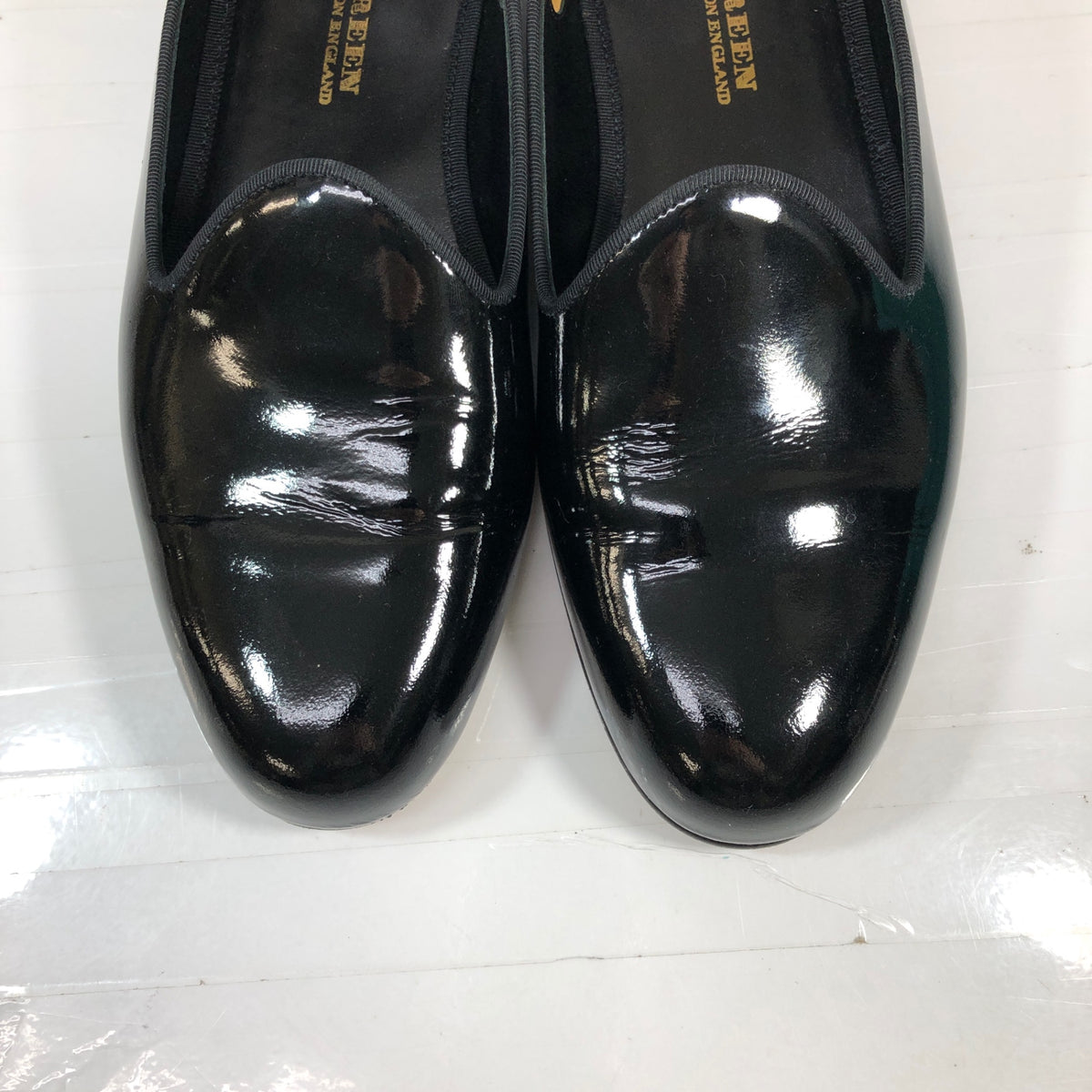エドワードグリーン スリッポン アルバート パテントレザー ブラック メンズ サイズ8E 389ラスト EDWARD GREEN ALBERT 約26.0cm【AFD3】